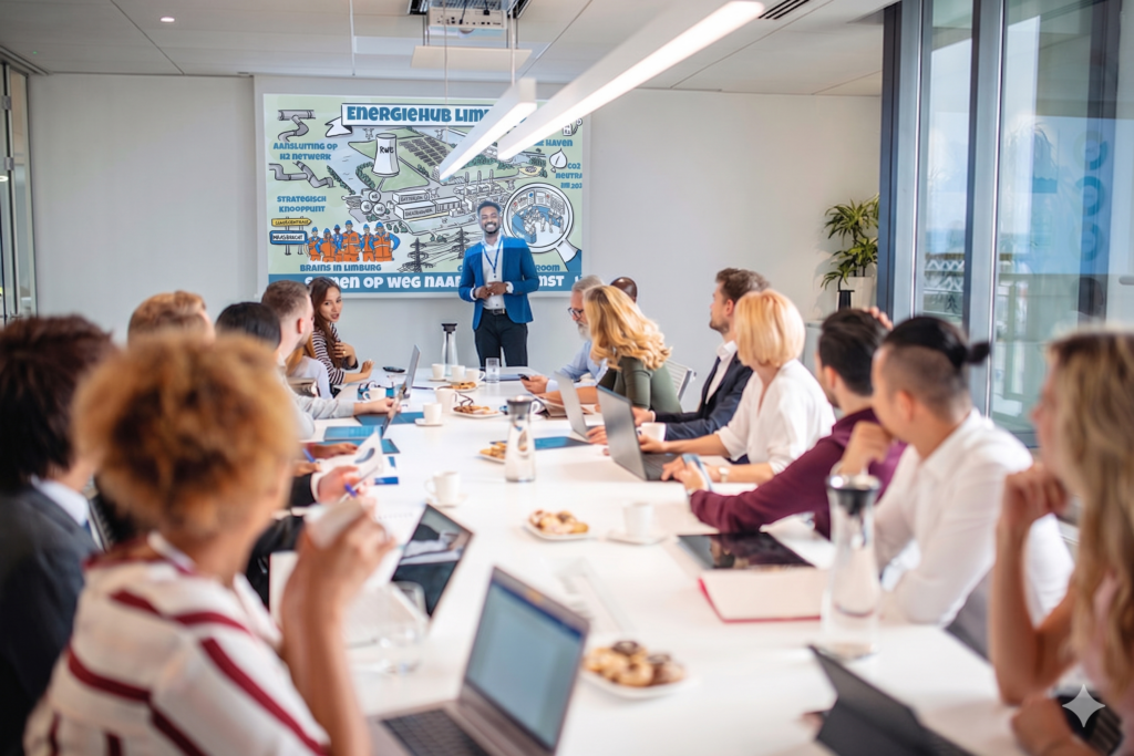 Praatplaat van The Visual Communication Company wordt gepresenteerd om team te allignen